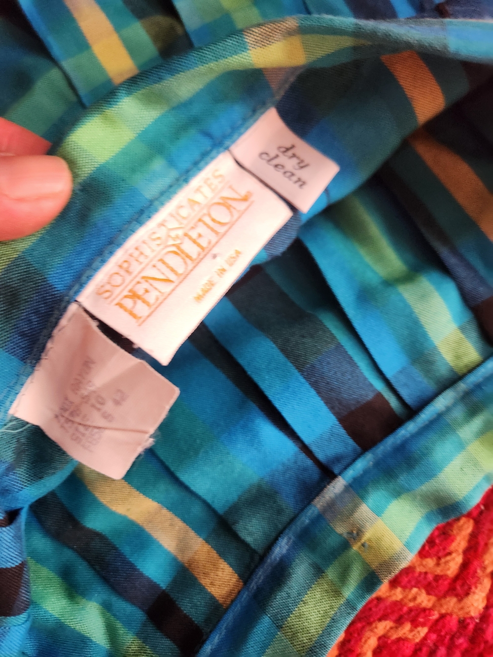 Pendleton Blue Plaid Pleated Midi Skirt with Yellow Accents - Picture 4 of 10